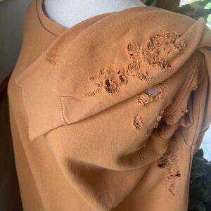 Free People Distressed Oversized Sweatshirt, Gold, M